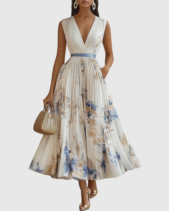 Paz™ | Robe longue plissée à fleurs intemporelle