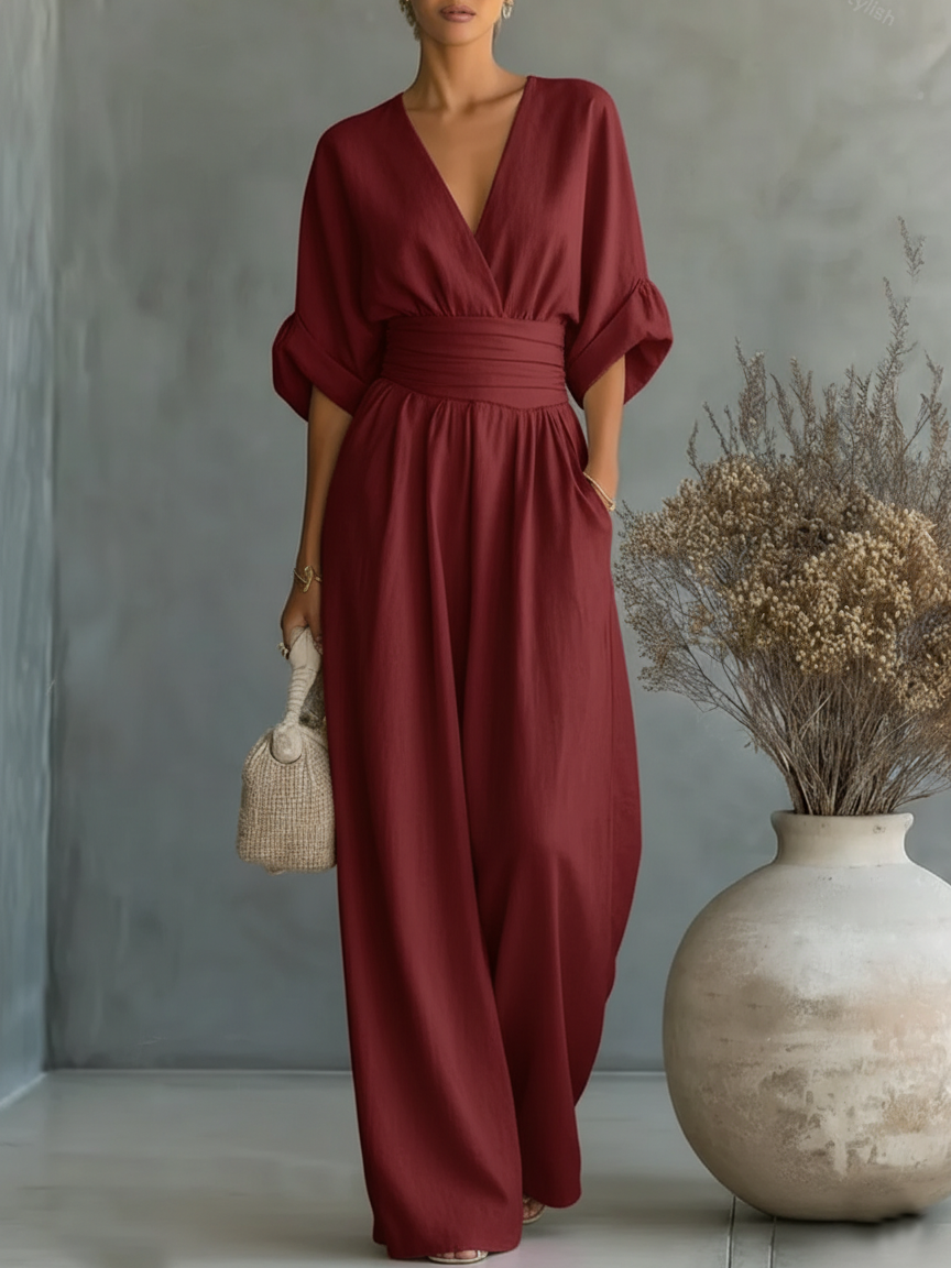 Aoife – Combinaison à encolure en V et taille haute