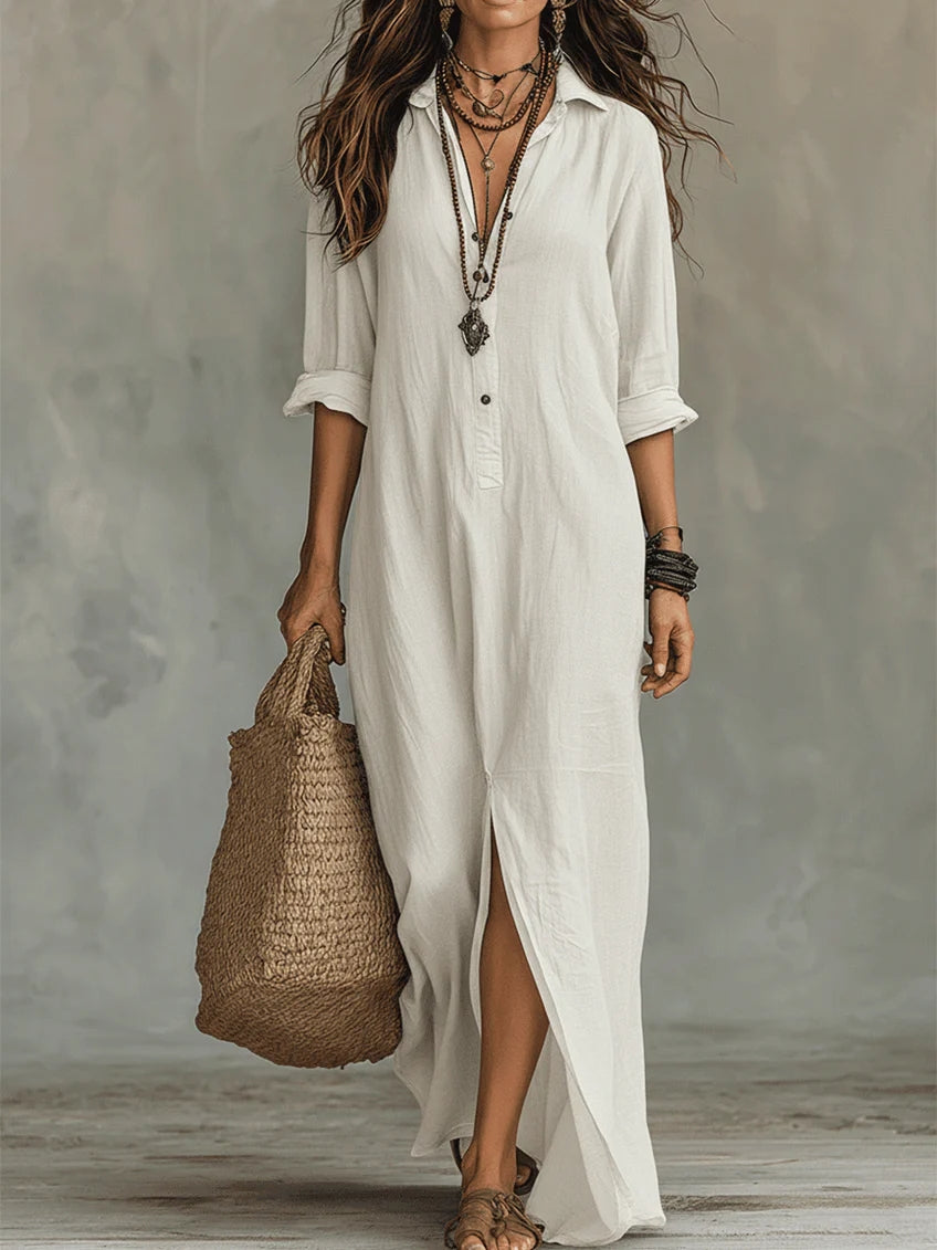 Selina™ | Robe longue boutonnée