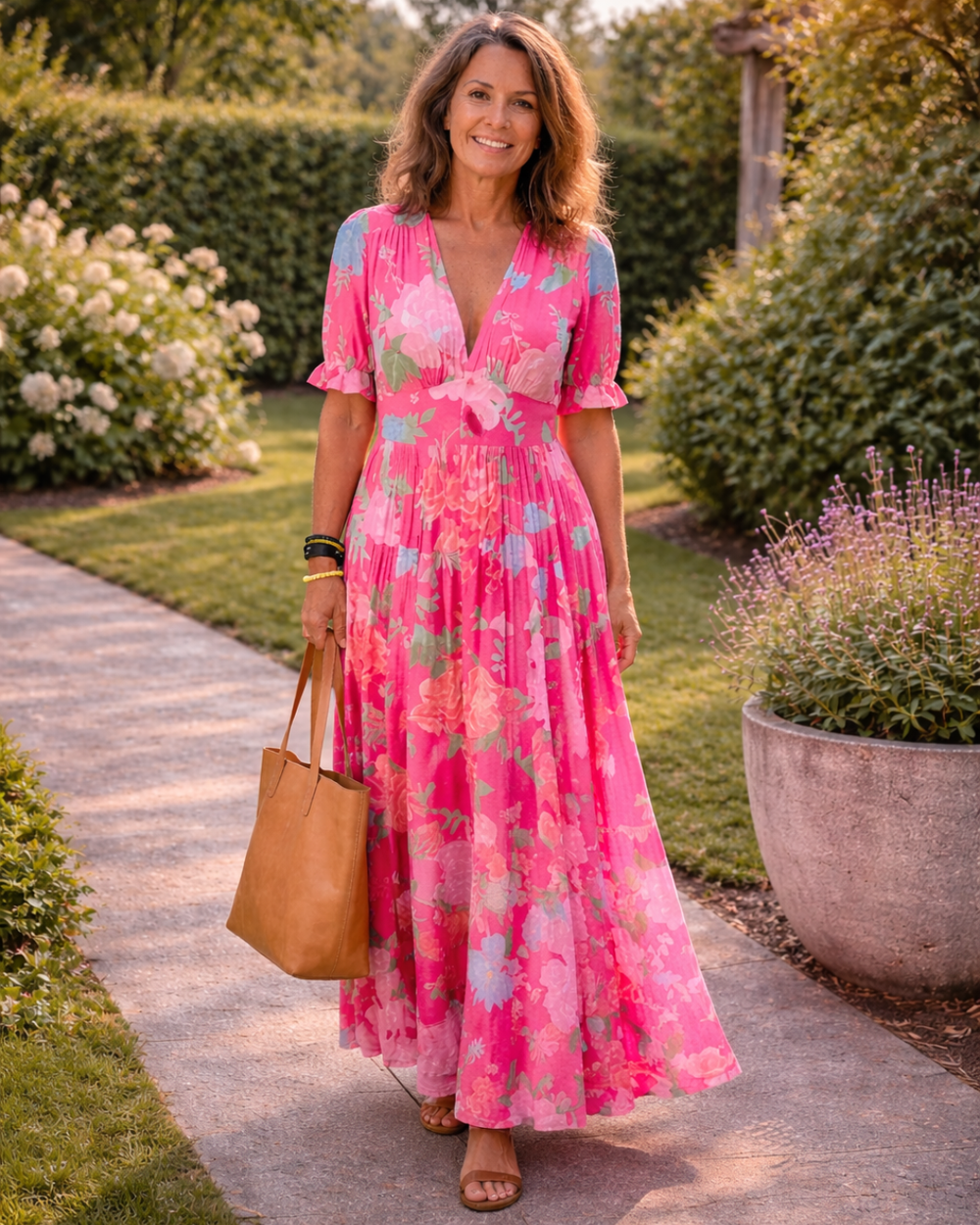 Ione | Robe midi fleurie à col en V