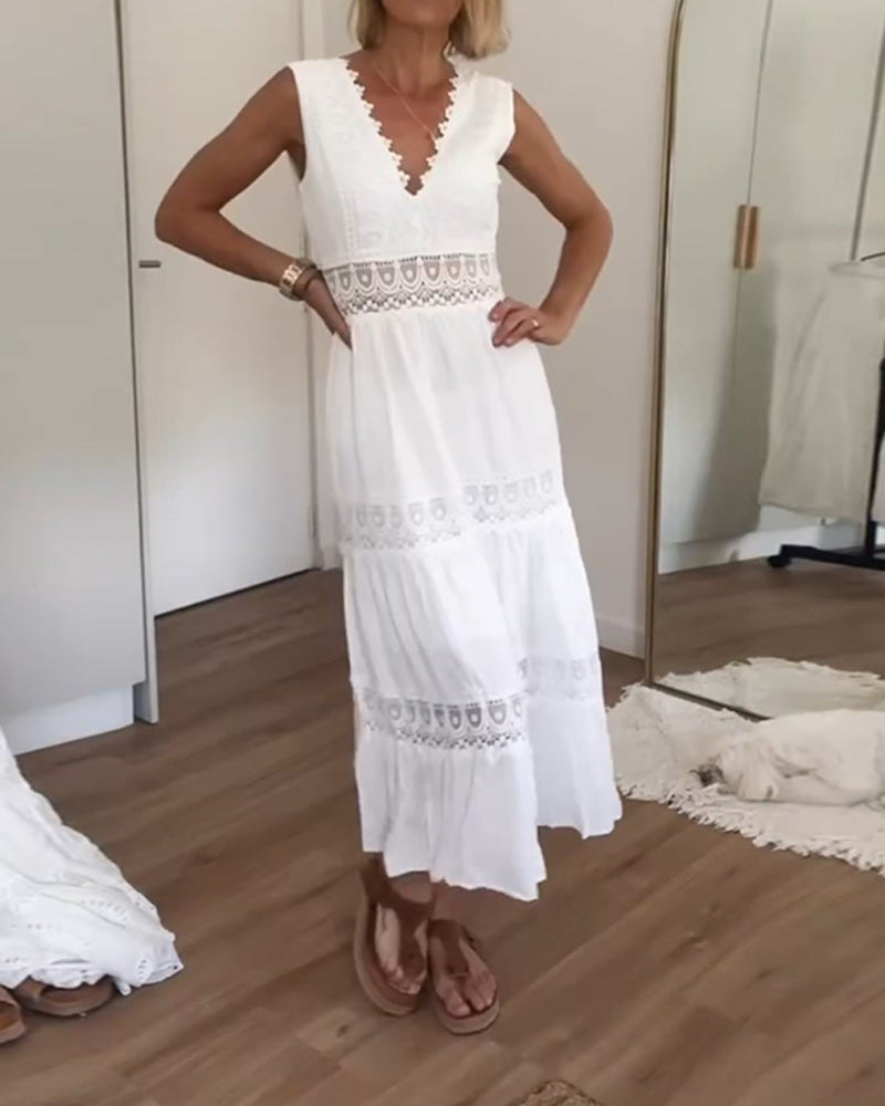 Circe - Robe Camisole en Dentelle à Col V