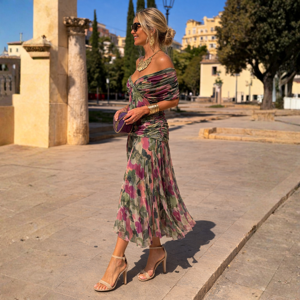 ROSSANA – Robe longue à épaules dénudées