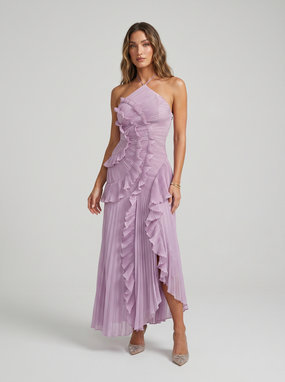 Isabella | Robe longue plissée à volants