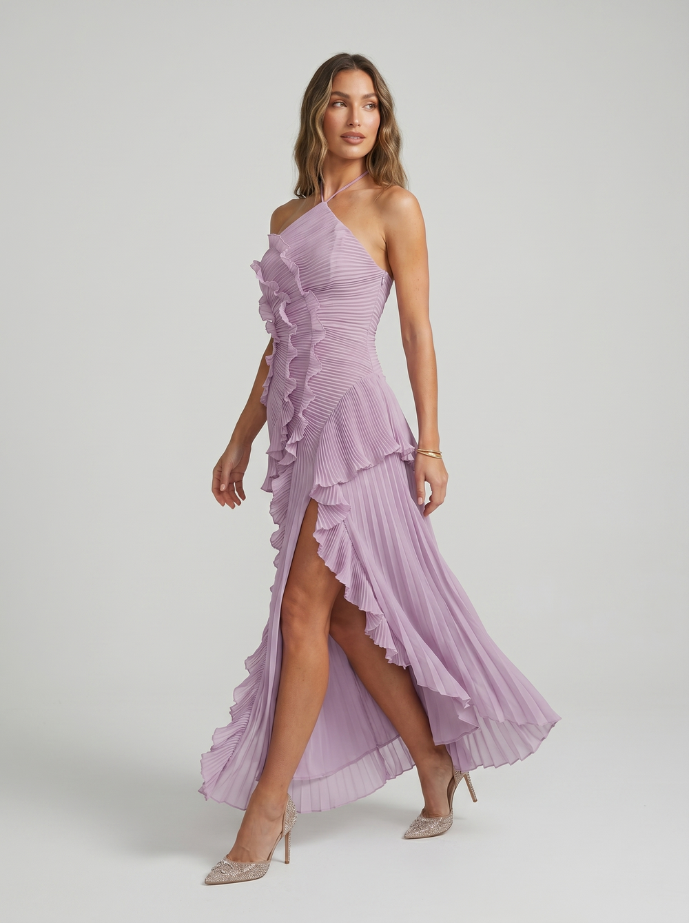 Isabella | Robe longue plissée à volants