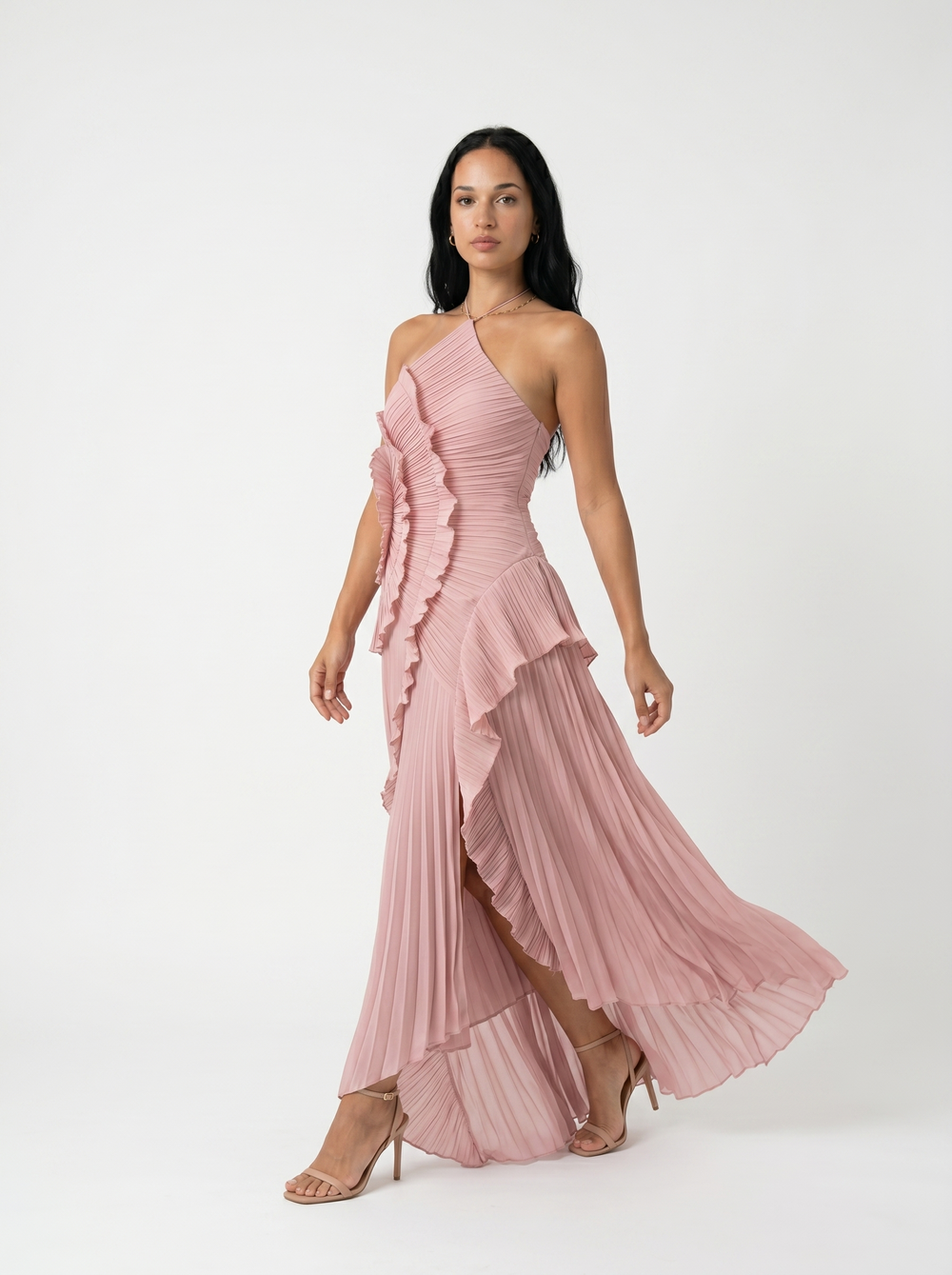 Isabella | Robe longue plissée à volants