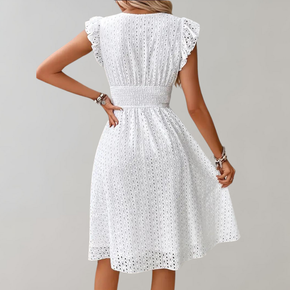 LS | Robe mi-longue en dentelle ajourée pour femme