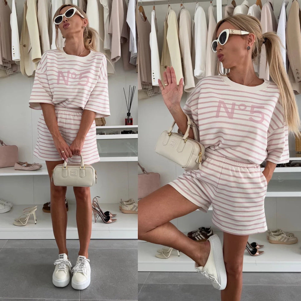 LS | Ensemble cocooning à rayures douces pour femme