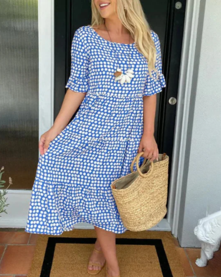 ZORA | ROBE MIDI À MANCHES COURTES EN SABLE