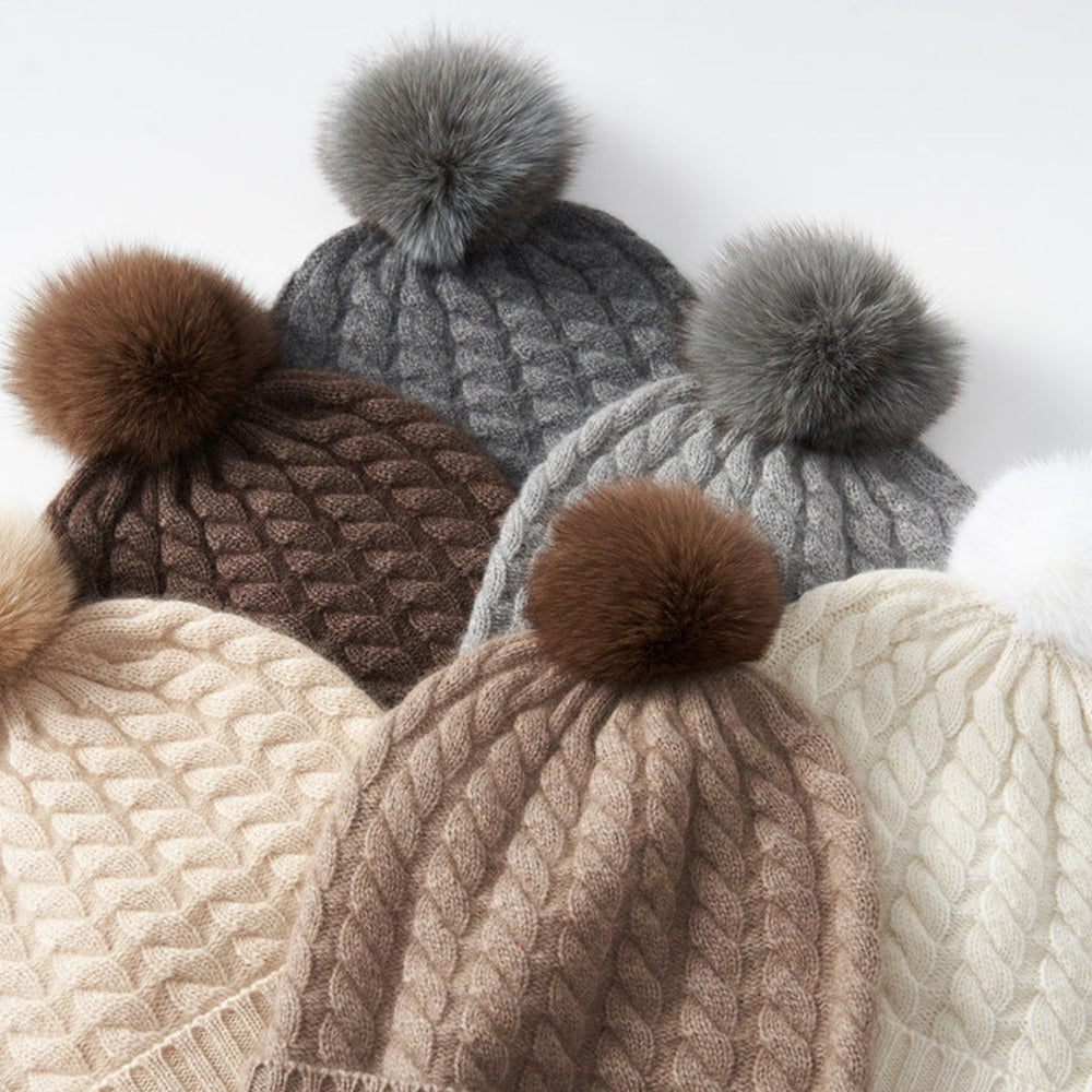 Tuque en cachemire à torsades pour femme