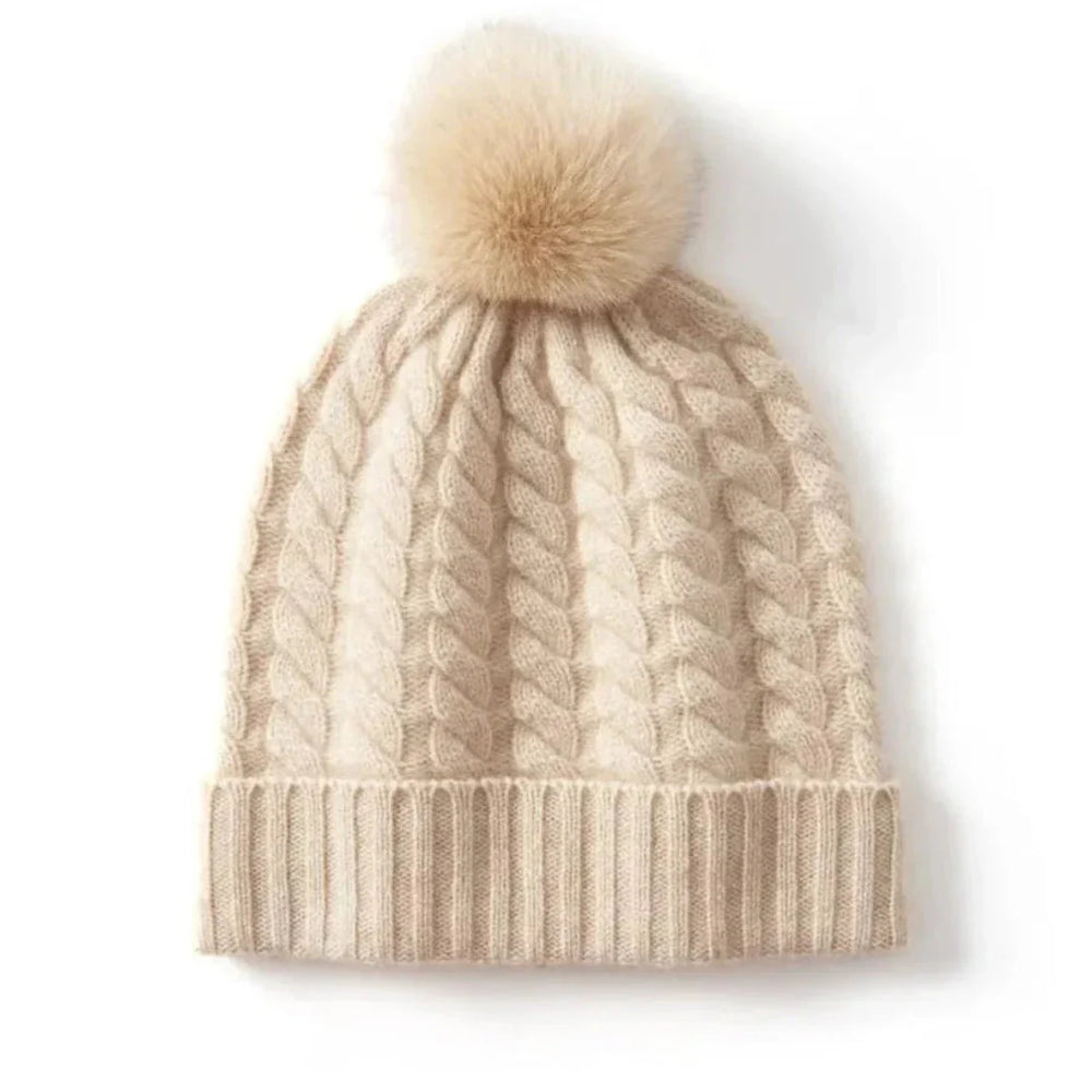 Tuque en cachemire à torsades pour femme