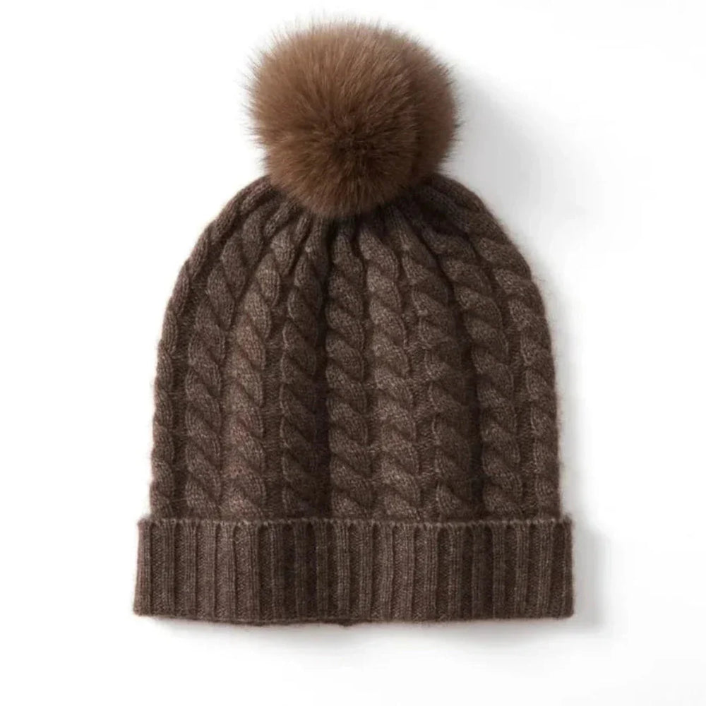 Tuque en cachemire à torsades pour femme