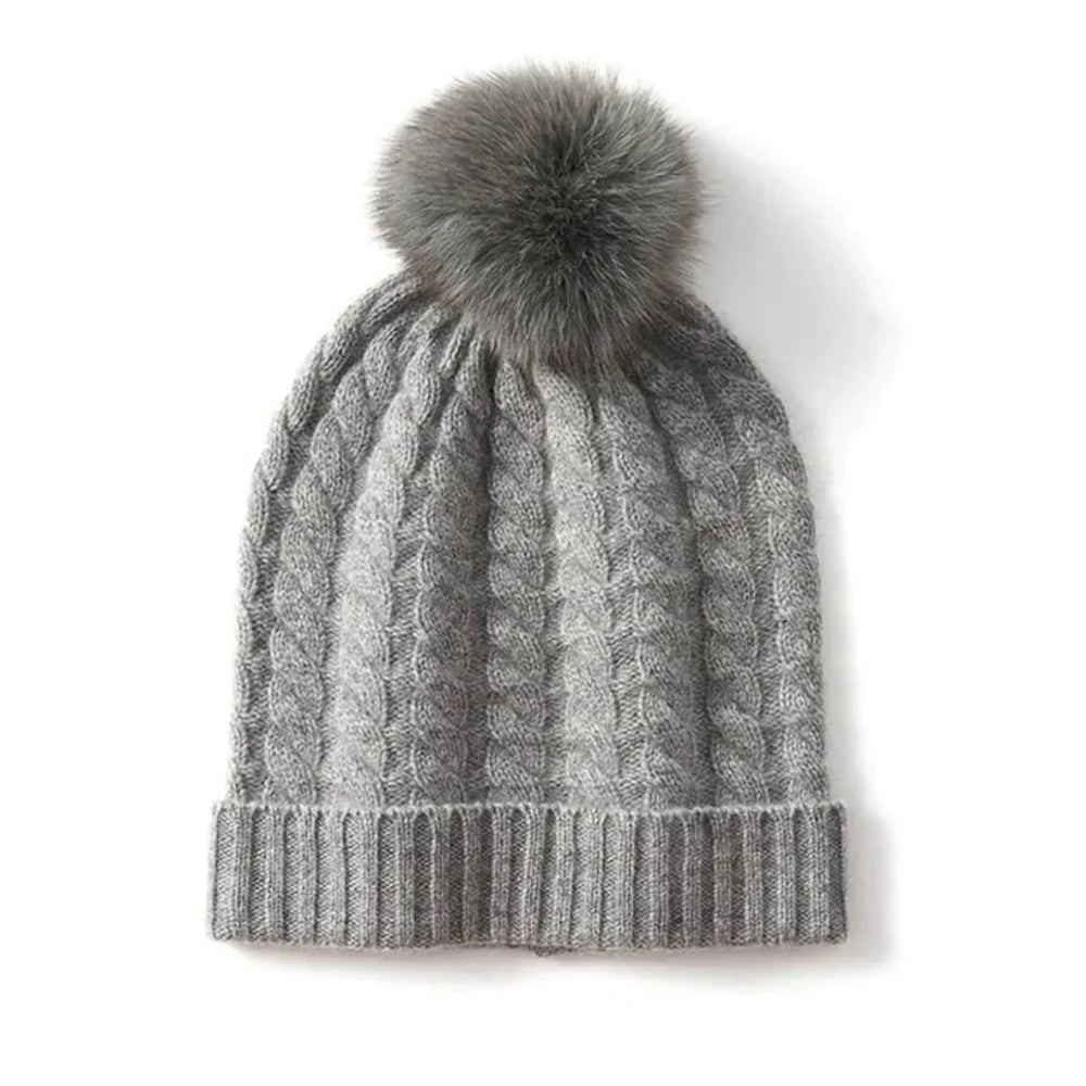 Tuque en cachemire à torsades pour femme