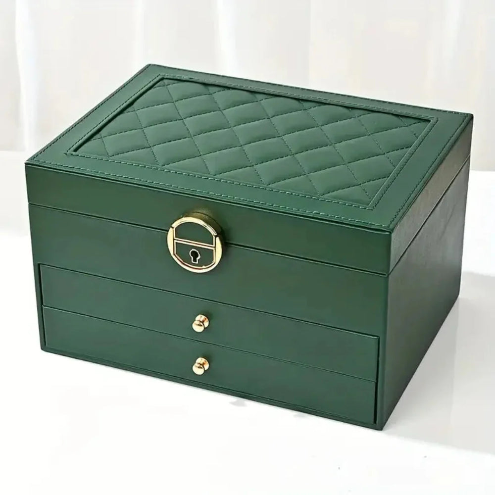 Coffret à bijoux en cuir multi-étages pour femme