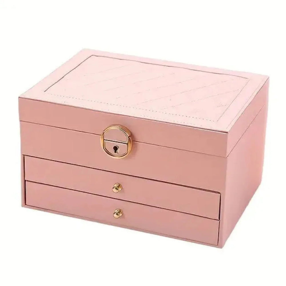 Coffret à bijoux en cuir multi-étages pour femme