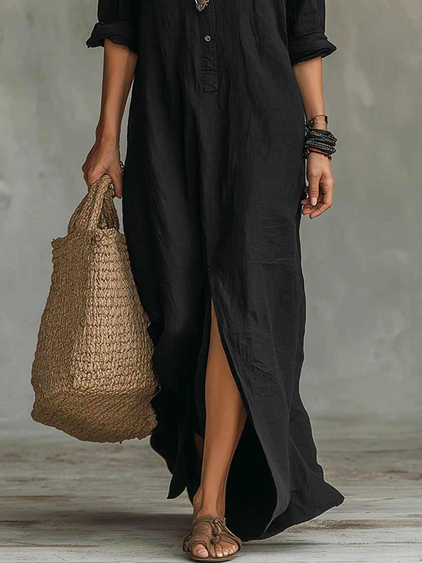 Selina™ | Robe longue boutonnée