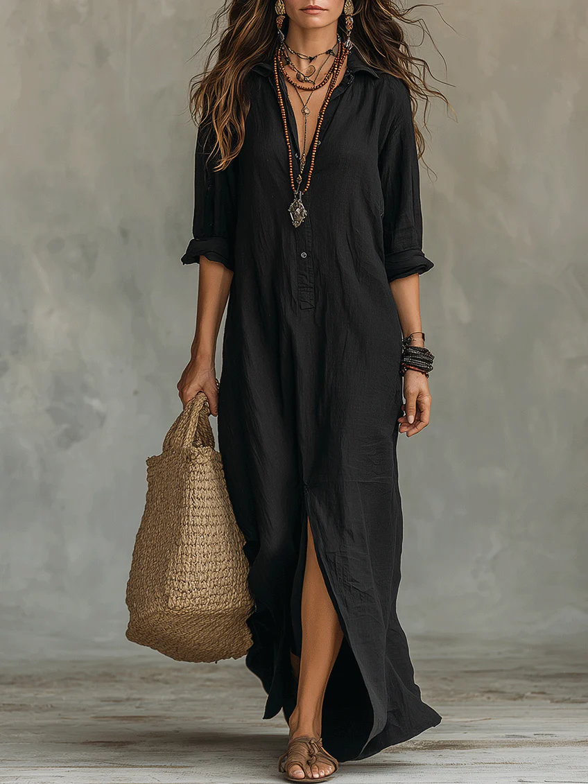 Selina™ | Robe longue boutonnée