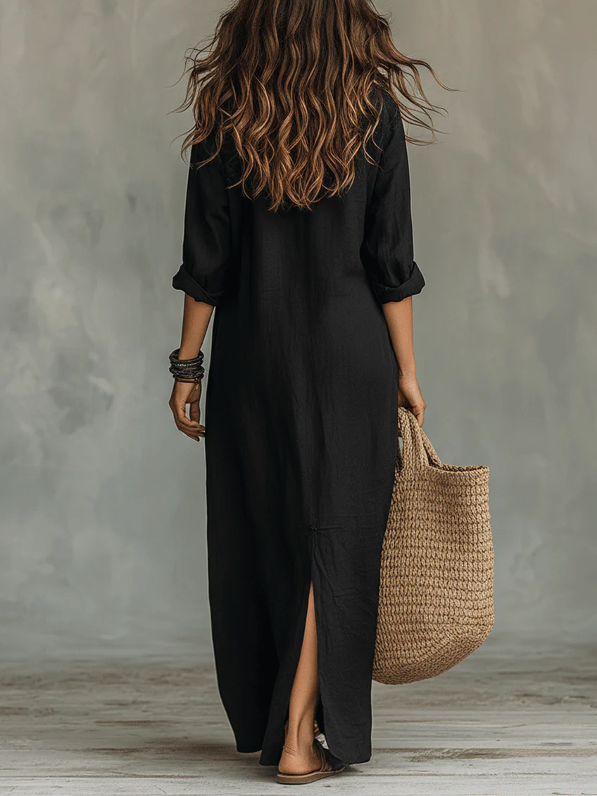 Selina™ | Robe longue boutonnée