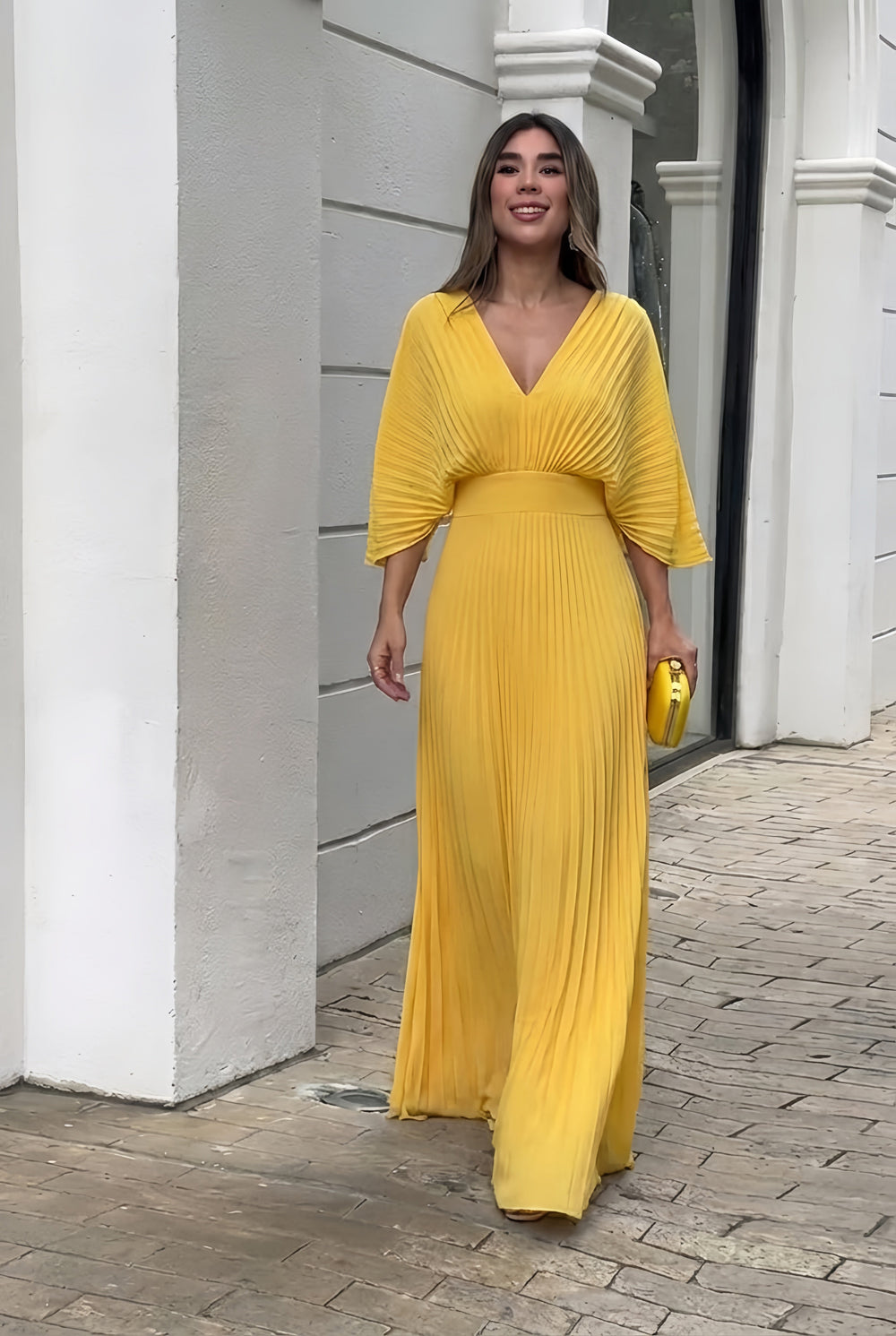 Stephanie™ Robe longue plissée élégante