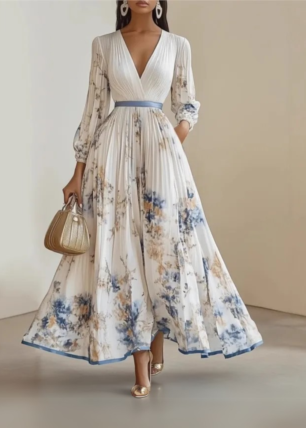 Paz™ | Robe longue plissée à fleurs intemporelle