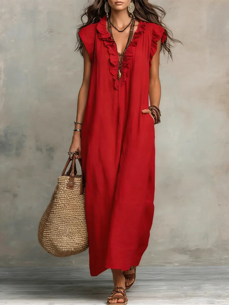 Corin - Robe longue bohème fluide en lin