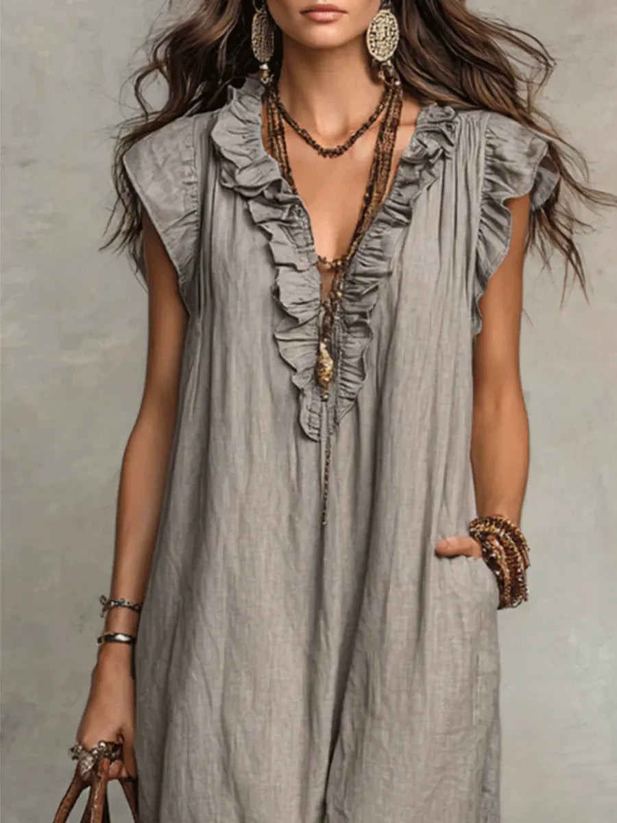 Corin - Robe longue bohème fluide en lin