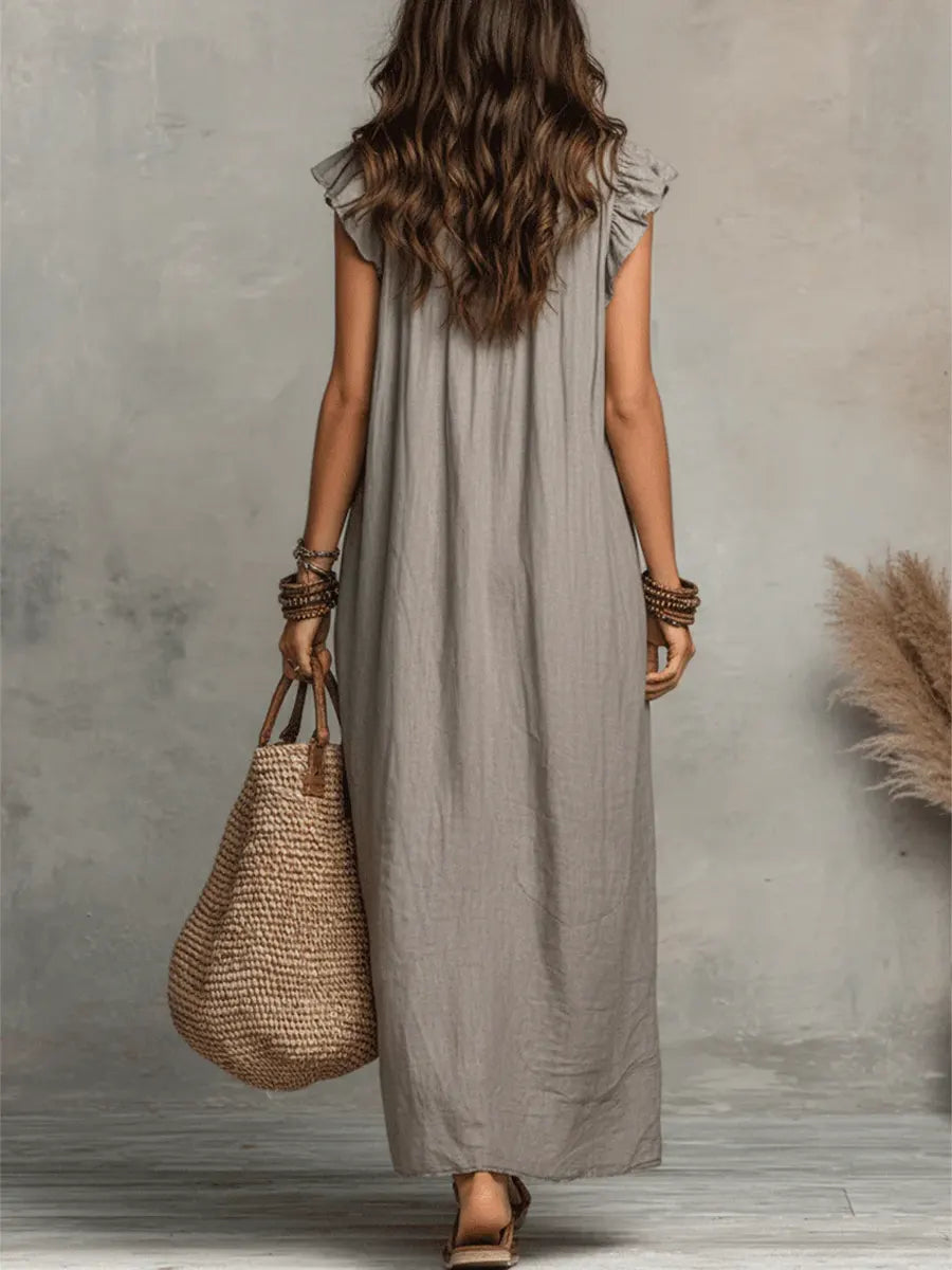 Corin - Robe longue bohème fluide en lin