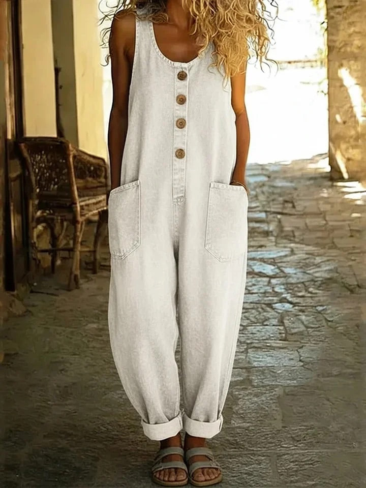 Saylor – Salopette en denim de coton délavé vintage